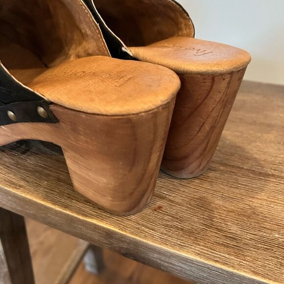 Anthropologie x Five Worlds wooden suede Amelia clogs size 9/ msrp $228 - Picture 7 of 10